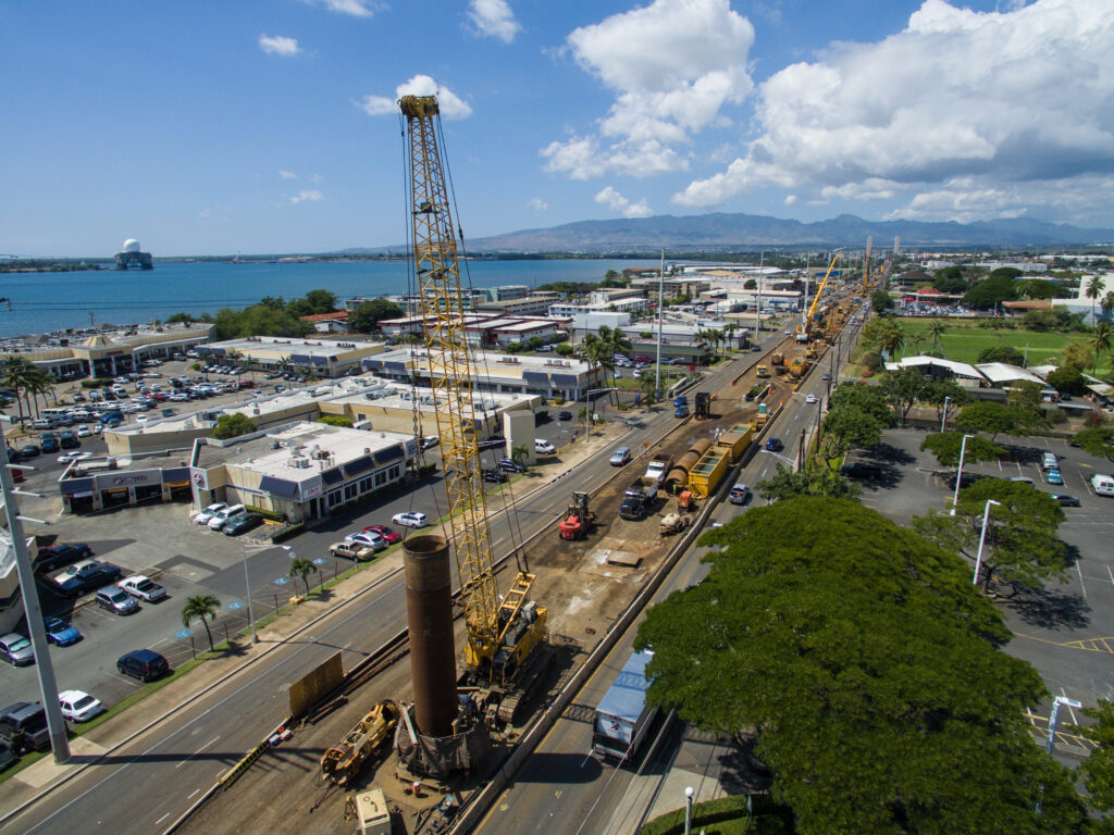Shaft construction along the project.