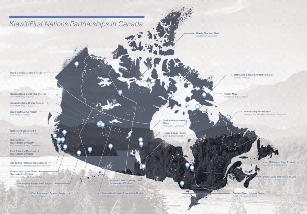 Beyond direct partnerships and joint ventures, Kiewit has a track record of involving First Nations in employment and business opportunities, and has been committed to regional development, local hiring and local procurement for goods and services. 