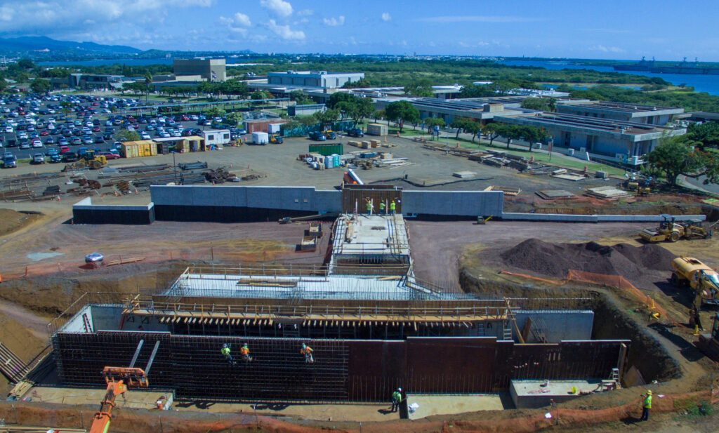 Crews were responsible for building the Leeward Community College station structures, which included grading, walls and utility work.