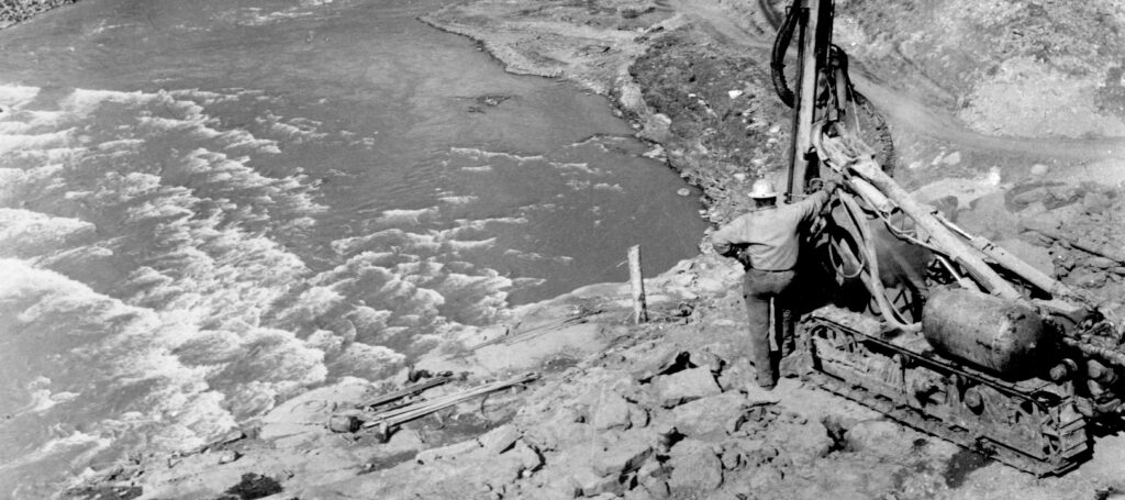 1963 - Kiewit first started work on the original Portage Mountain Dam — now known as the W.A.C. Bennett Dam — in British Columbia.