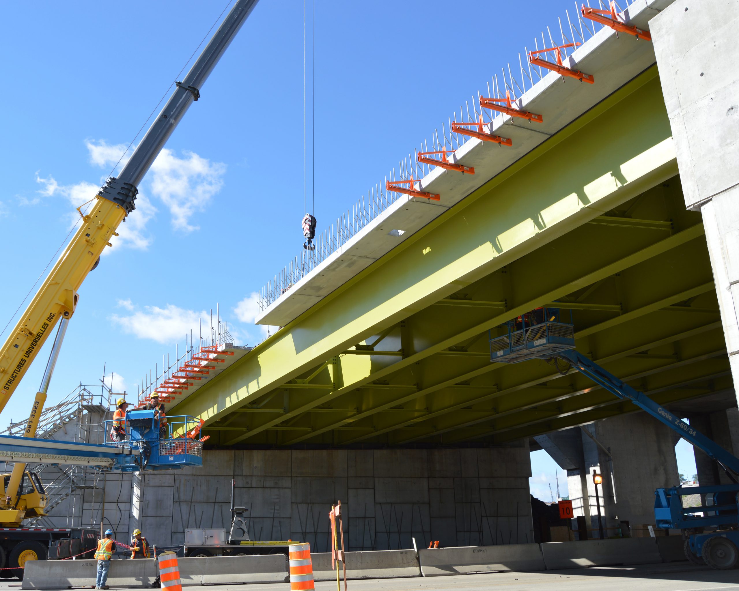 Girders, guardrails and retaining walls were painted green in this neighborhood to blend into its urban décor. Other neighborhoods were painted red, blue, yellow and gray.