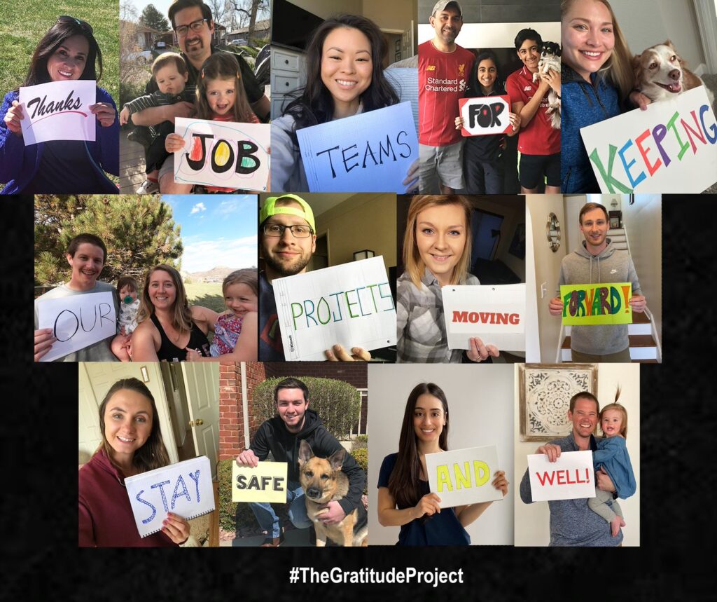 Kiewit employees send a heartfelt thank-you message to the men and women working on essential projects.