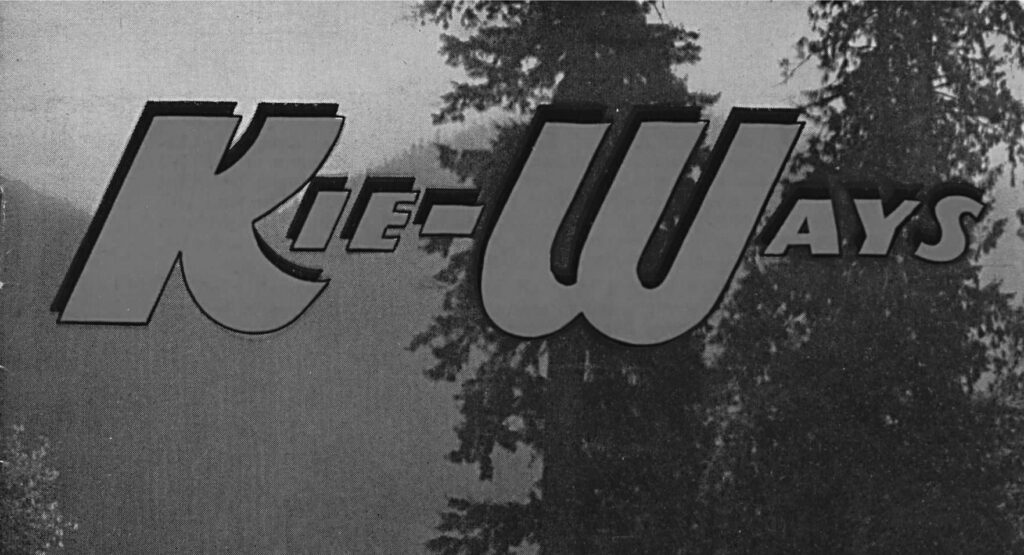 1945: After a call for entries in the first issue,  the second issue debuts the name Kie-Ways and the magazine's first masthead. The employee with the idea was awarded $25. 
