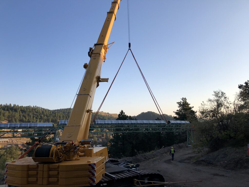 When complete, the conveyor system will have the capacity to move 400 tons of rock per hour.