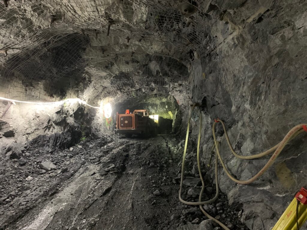 Many pieces of equipment were disassembled to fit in the hoist system and later reassembled underground.