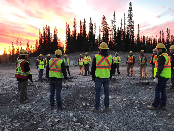 The earthworks crew prepares to start a new day on the Tlicho project.