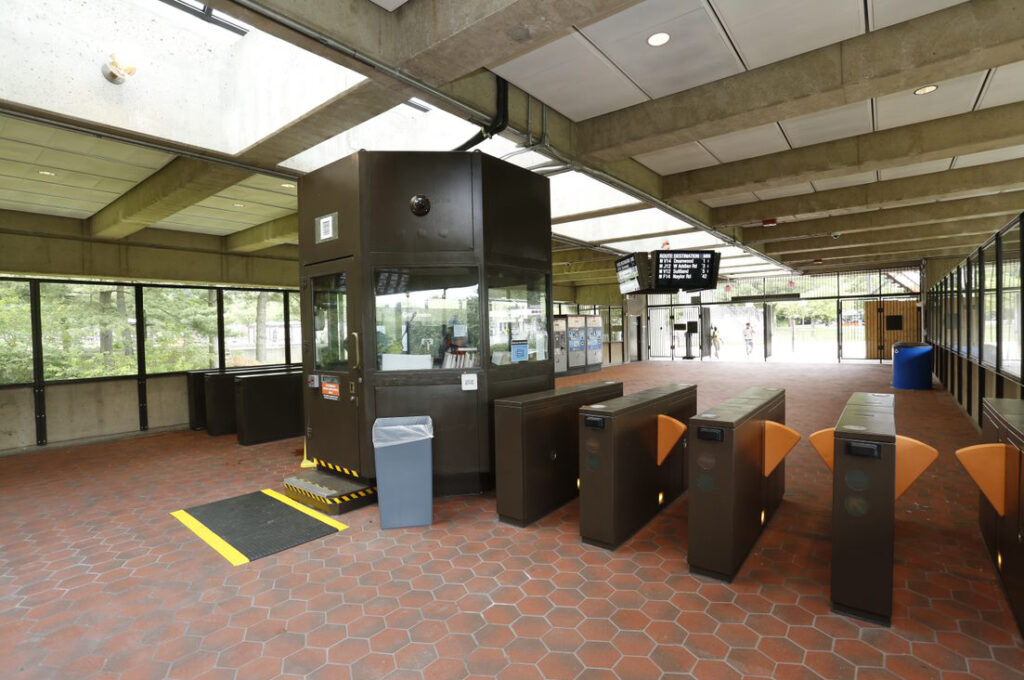 An inside view of the Addison Road station.  