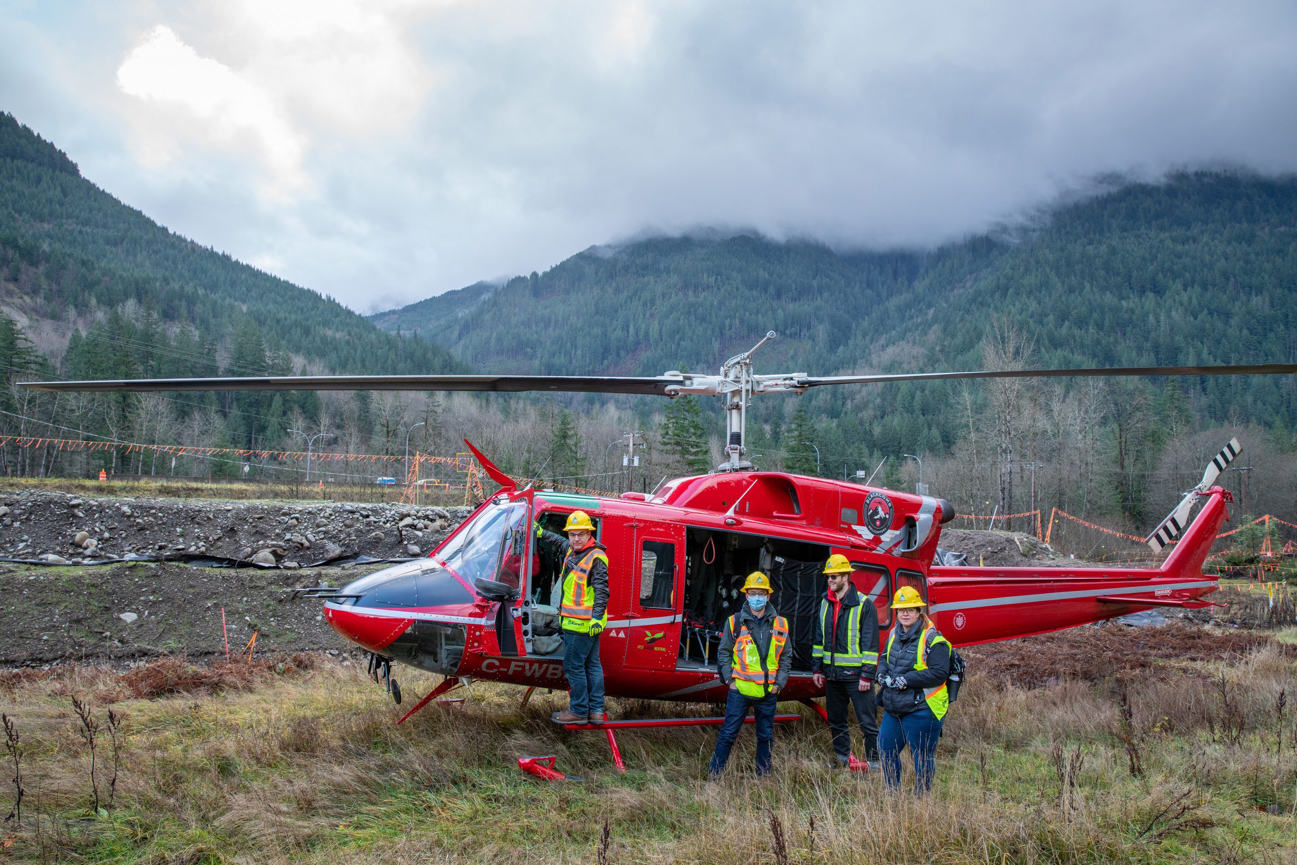 Personnel relied on helicopters to reach numerous project sites that were otherwise inaccessible. 