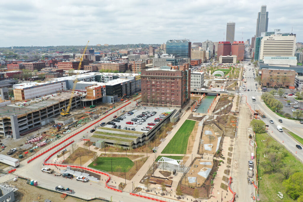 Gene Leahy Mall, reopening summer 2022, features a Sculpture Garden, Arches Playground, Performance Pavilion and more. 