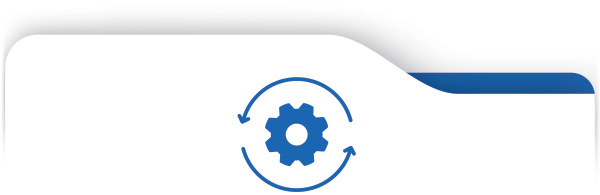 Pilier de gouvernance - icône bleue représentant un engrenage