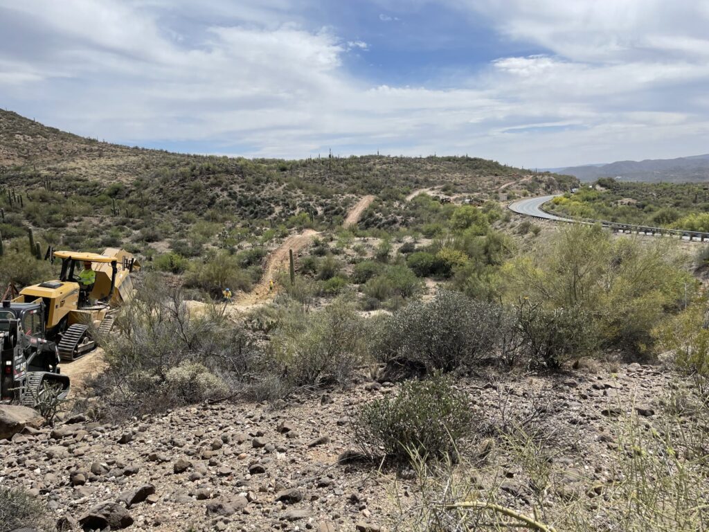 Conduit was installed on steep, mountainous terrain through off-road trenching alignment 2