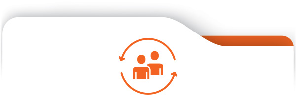 Social Pillar - Orange icon of two human silhouettes