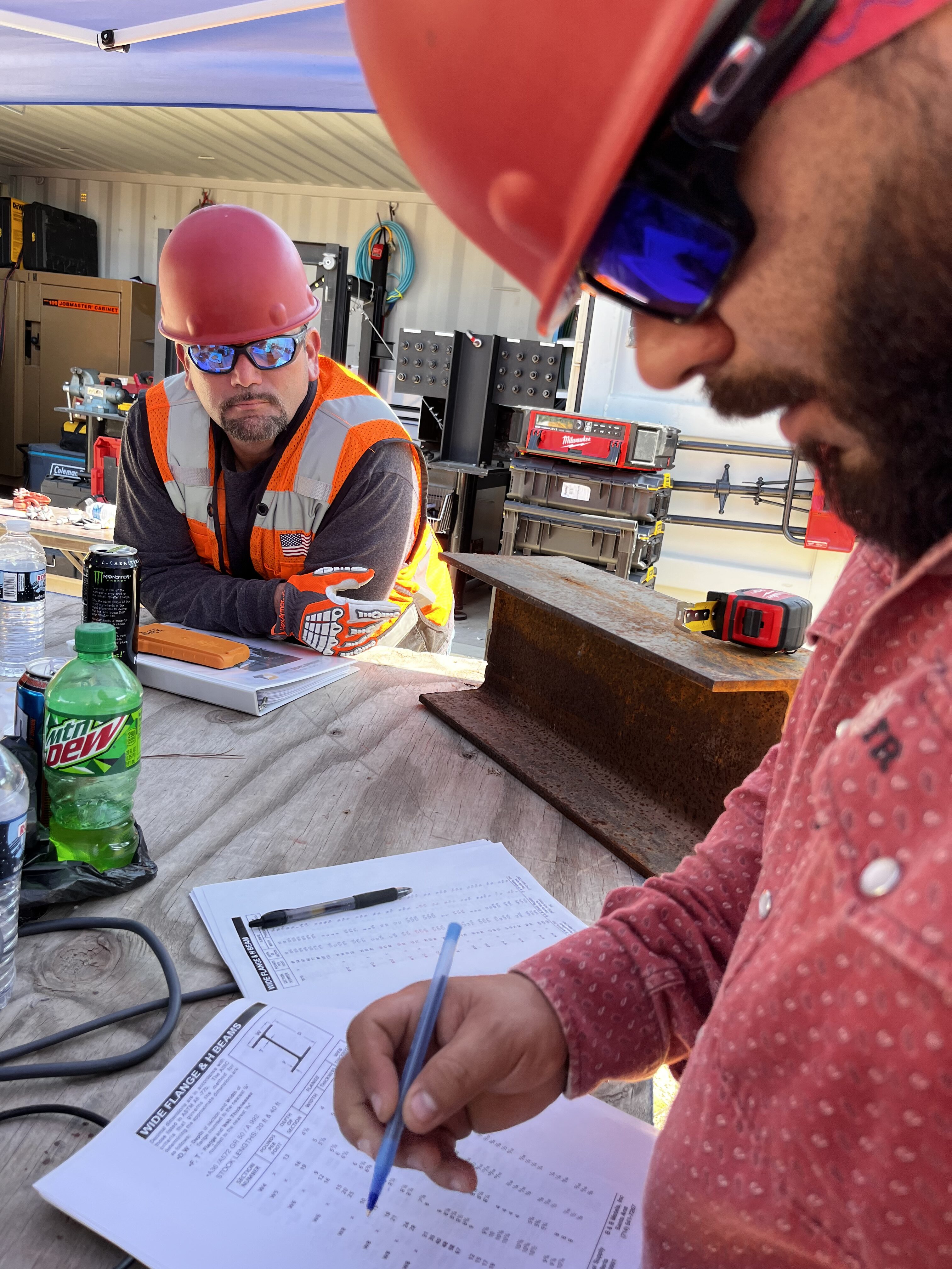  Ironworker apprentices team up for a hands-on structural steel learning activity, applying newly learned lessons. Each level completed in the program brings new challenges and opportunities to take on more responsibility at their projects.