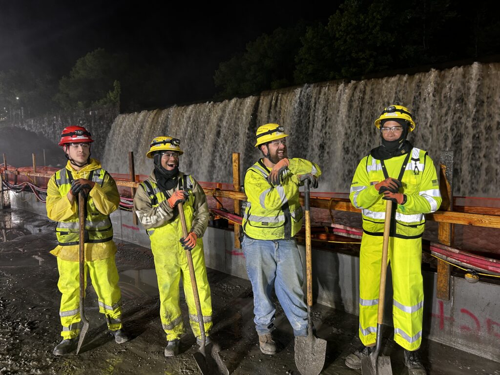 Working in an active waterway required constant coordination to safely manage river flows and protect the surrounding ecosystem during construction. 