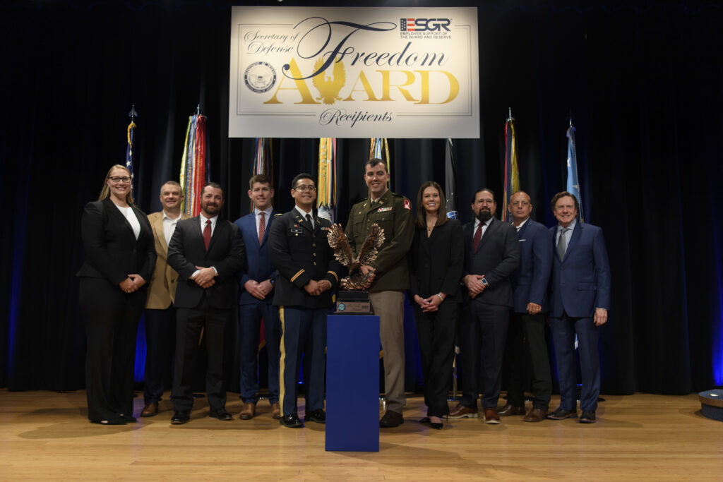 Kiewit representatives accept the 2024 Secretary of Defense Employer Support Freedom Award.